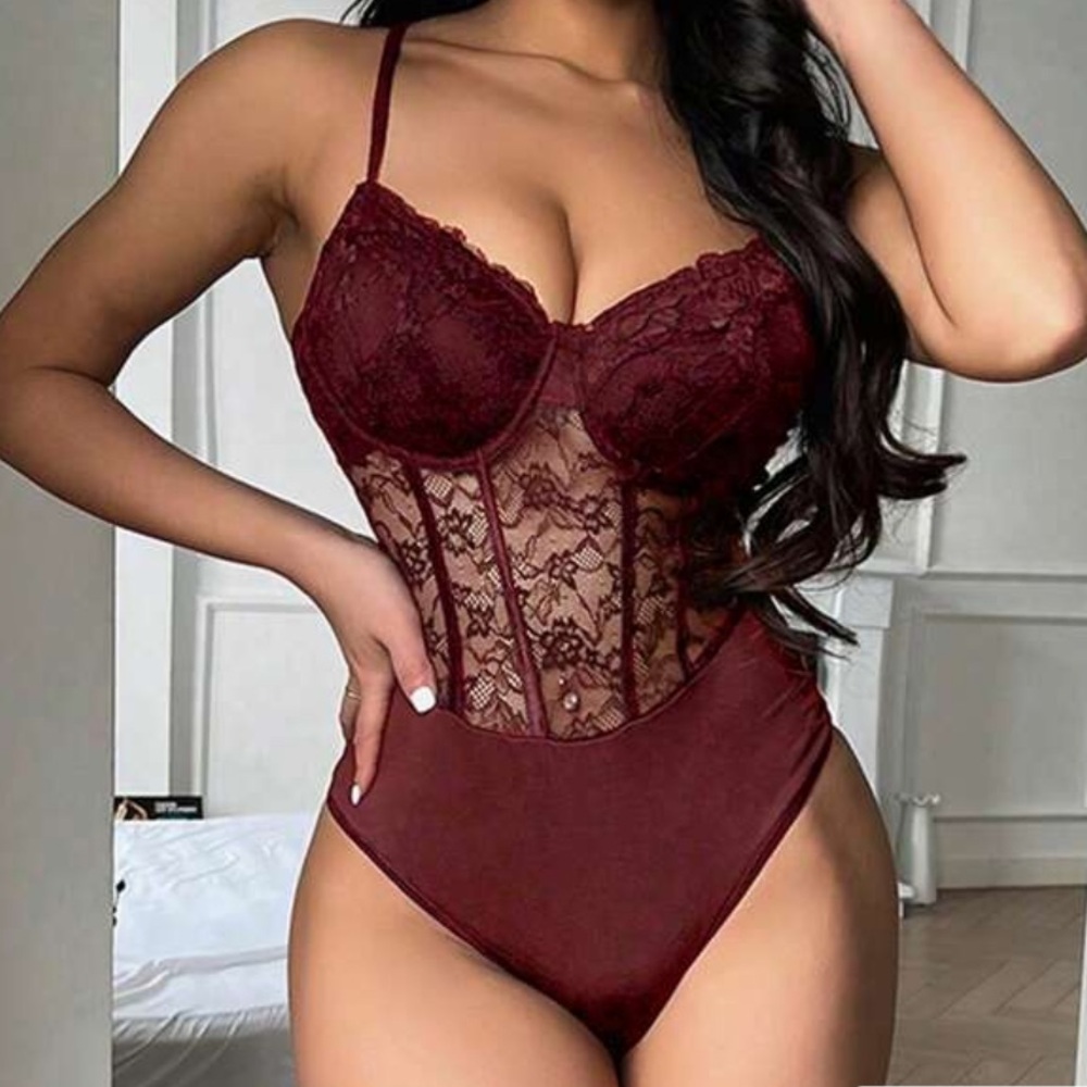 NEW Burgundy Lace Bodysuit